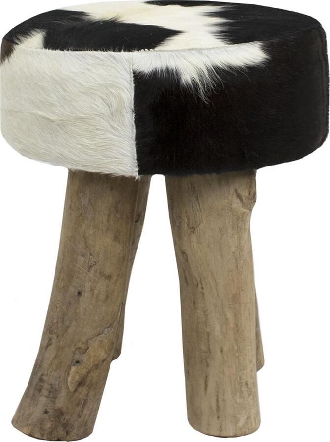 Mars & More Kruk Koeienhuid Zwart Leder Bont 30x30x45cm - Foto 2