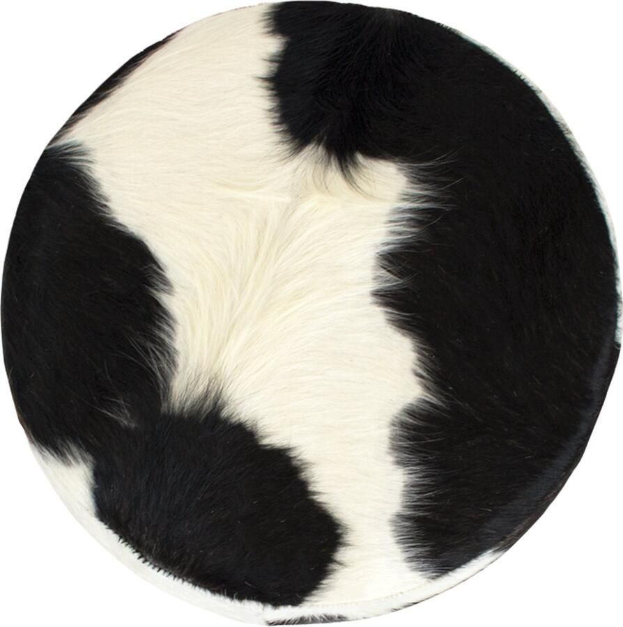 Mars & More Kruk Koeienhuid Zwart Leder Bont 30x30x45cm