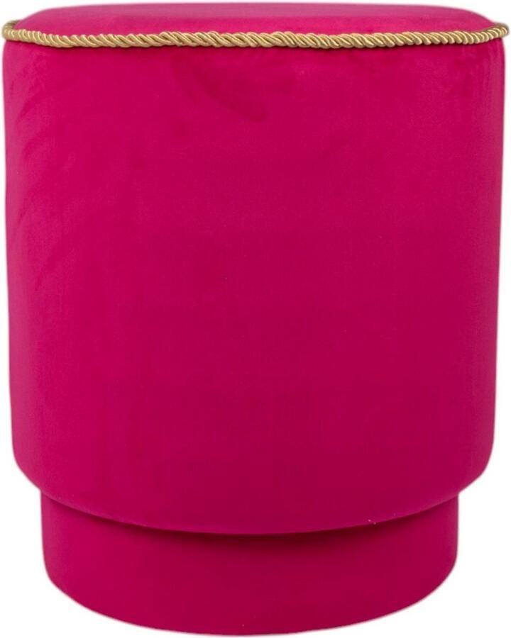 Mars & More poef fluweel goud fuchsia 38x38x45cm