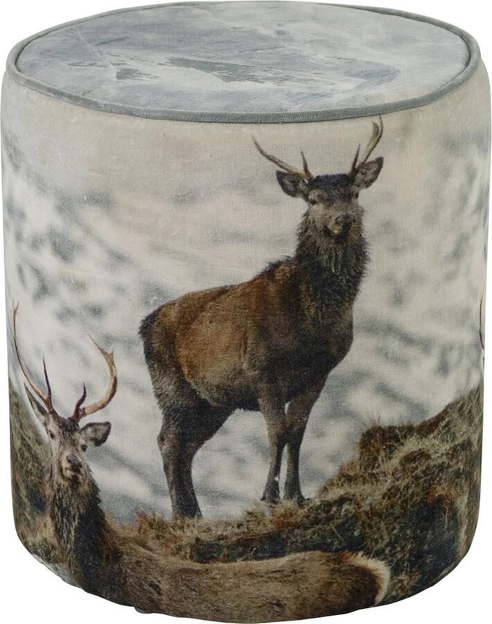 Mars & More poef fluweel herten in sneeuw 40x40x45cm*