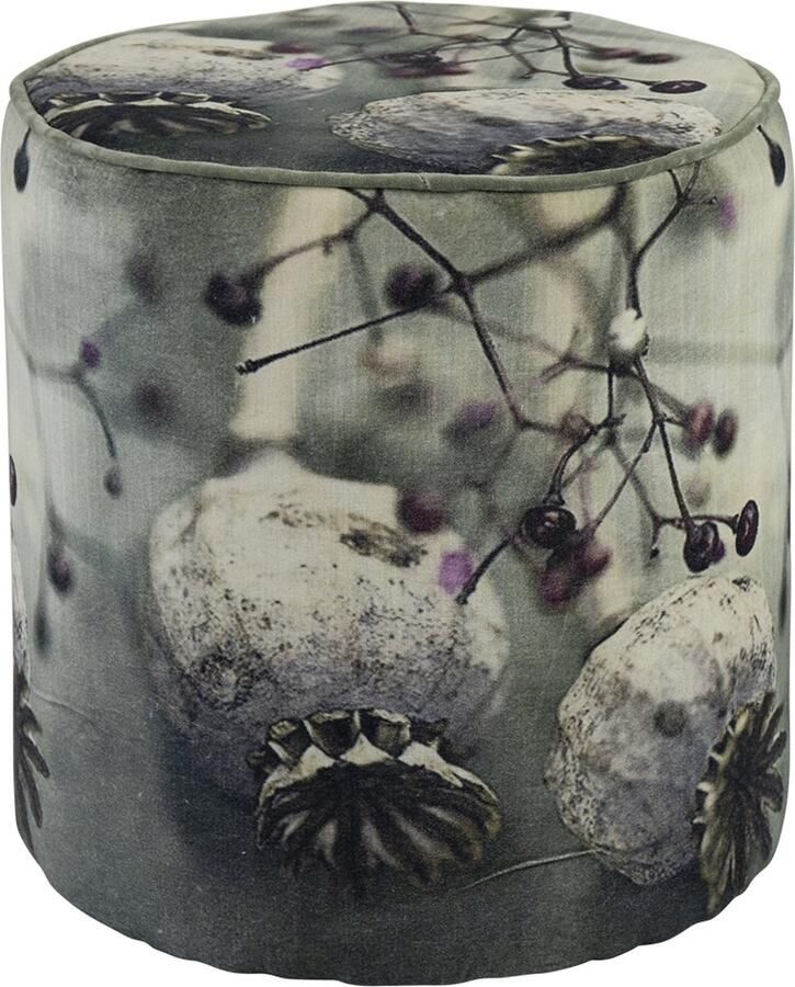 Mars & More poef fluweel natuur papaver 40x40x45cm*