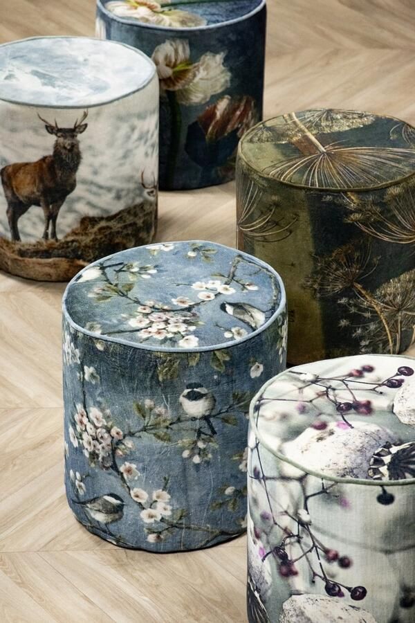 Mars & More poef fluweel romantische bloem op steel 40x40x45cm*