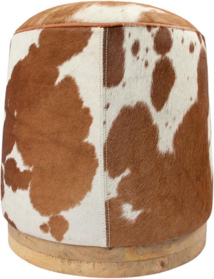 Mars & More Poef Koe rond bruin wit 40x40x43cm (bos taurus)