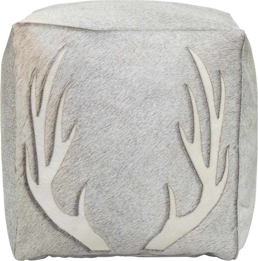 Mars & More poef koehuid vierkant gewei grijs 45x45x45cm