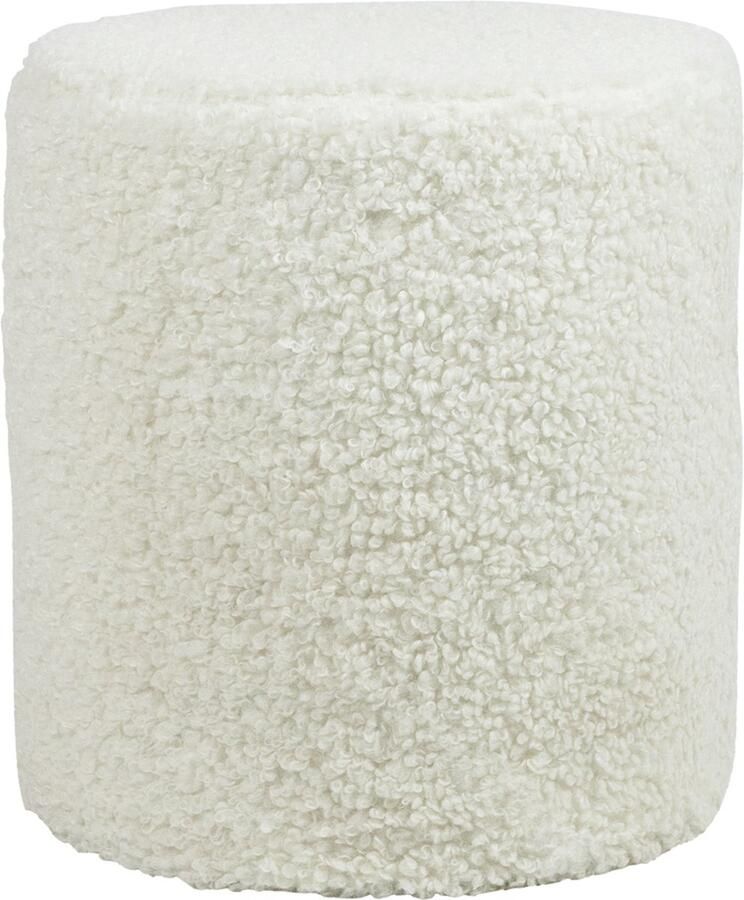 Mars & More Poef teddy krul gebroken wit rond dia 40cm