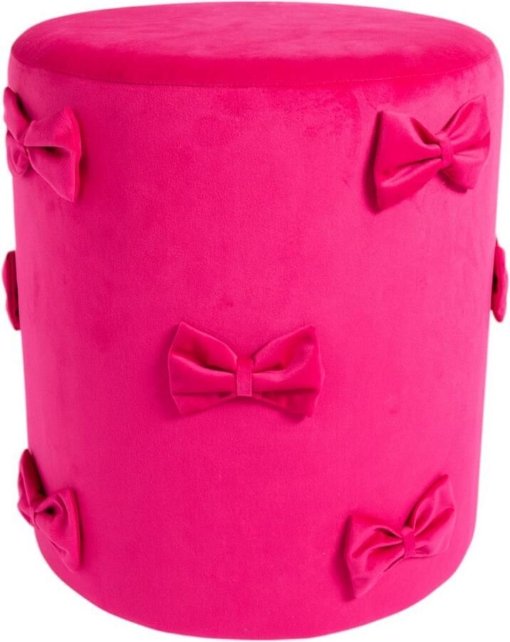 Mars & More Strik Poef fluweel fuchsia 35x35x40cm