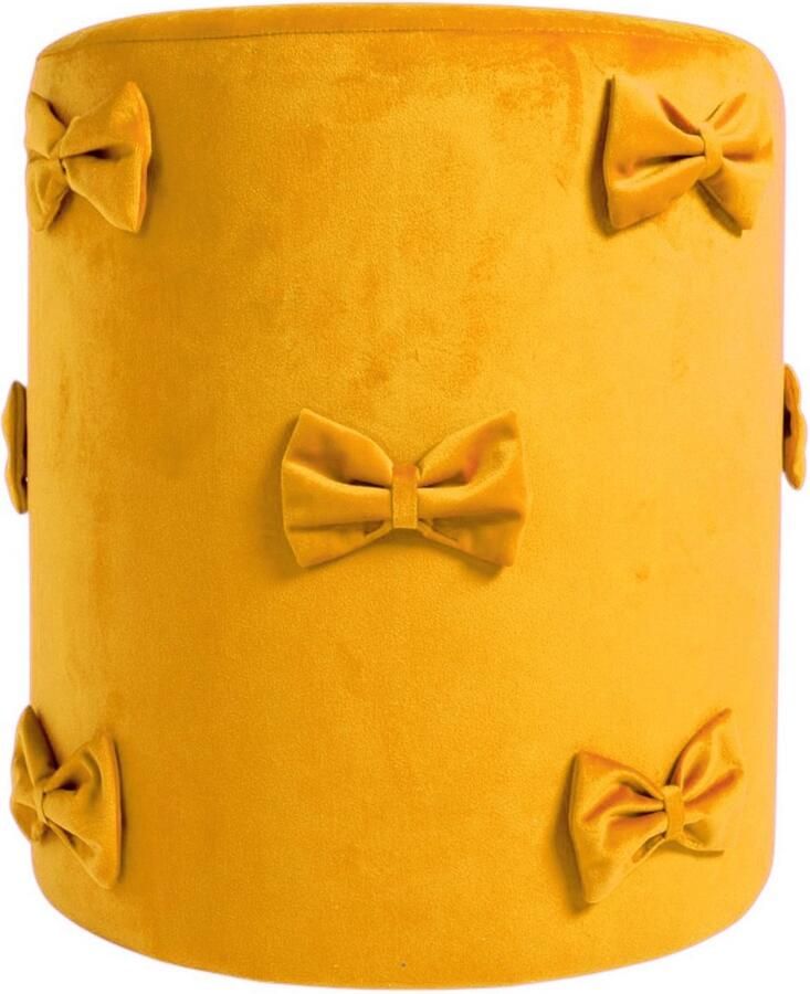 Mars & More Strik Poef fluweel honing geel 35x35x40cm