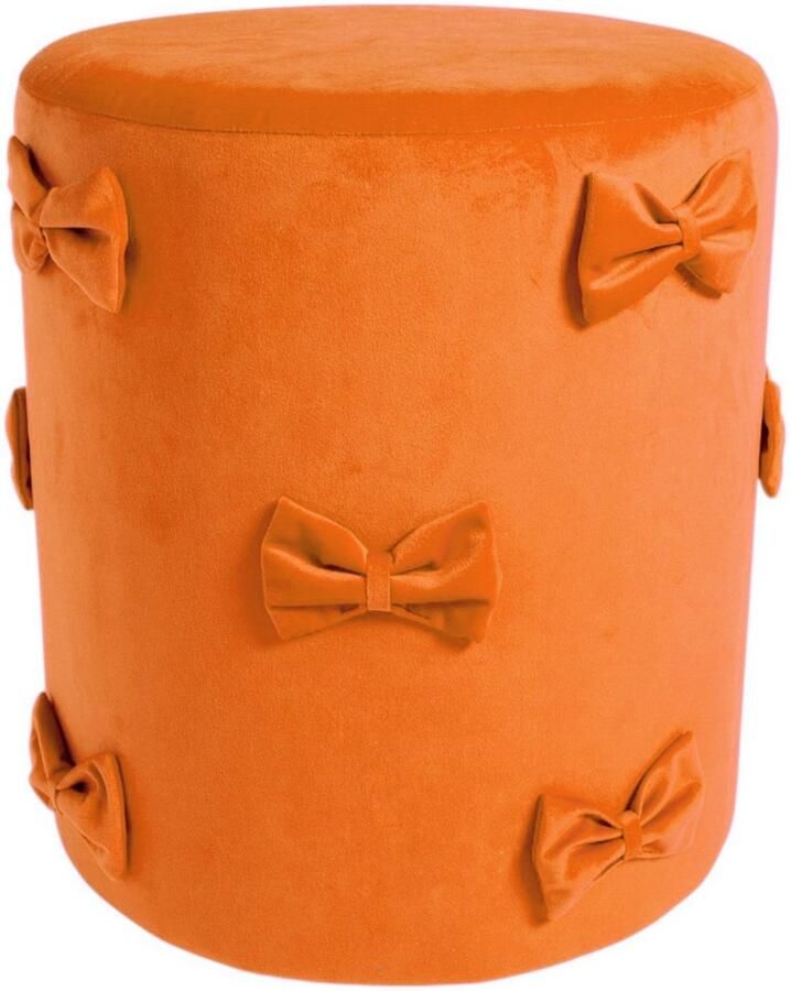 Mars & More Strik Poef fluweel oranje 35x35x40cm