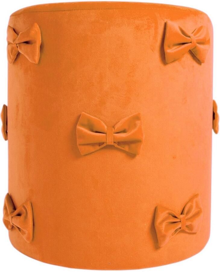 Mars & More Strik Poef fluweel oranje 35x35x40cm