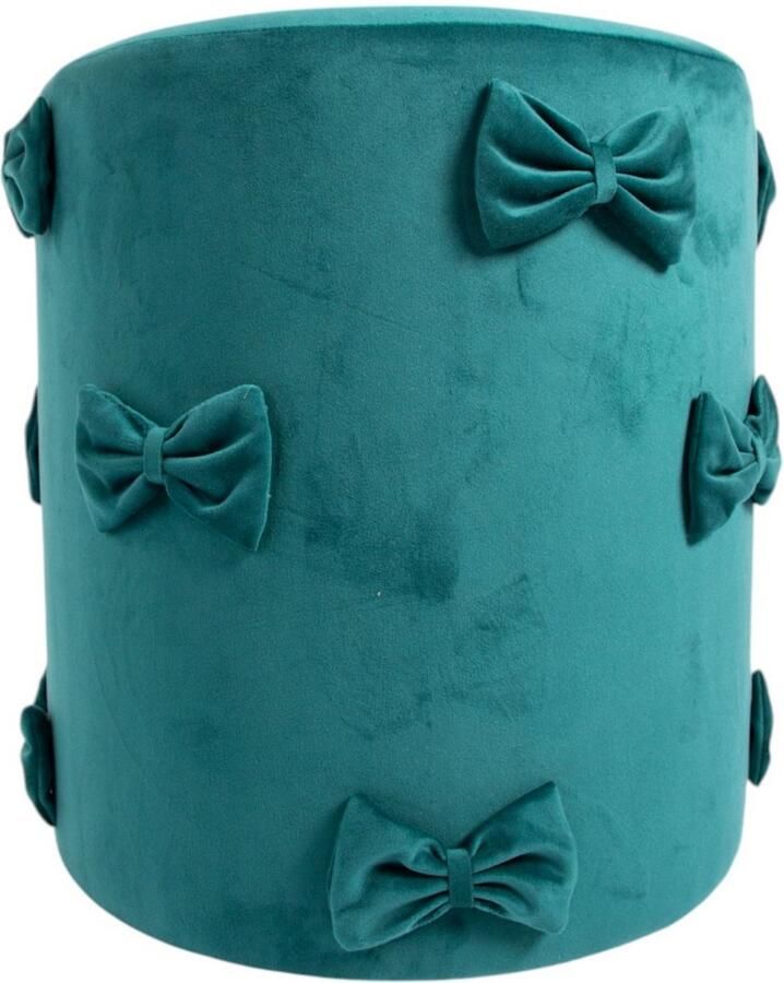 Mars & More Strik Poef fluweel petrol 35x35x40cm