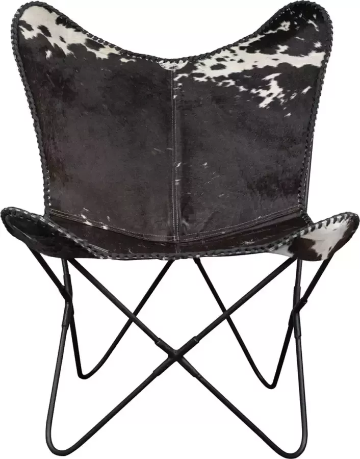 Mars & More Stoel Koeienhuid Zwart Leder Bont 80x75x90cm - Foto 2