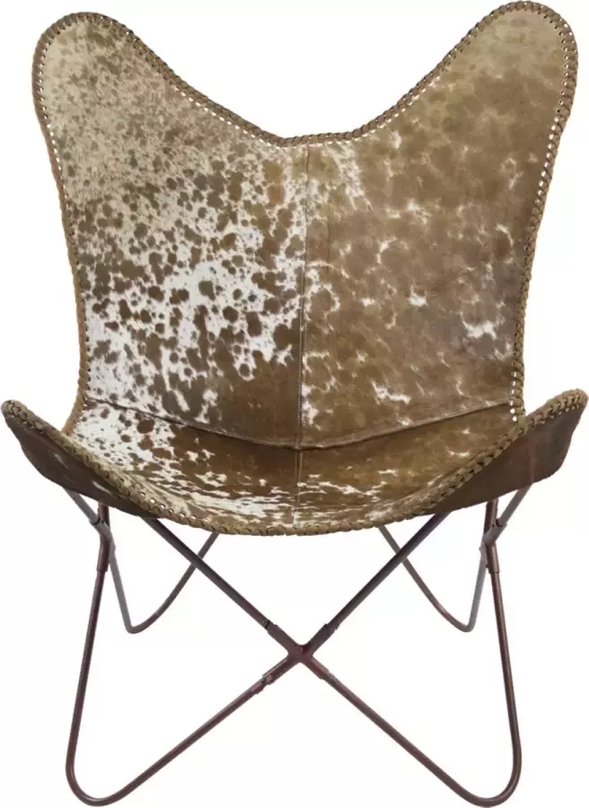 Mars & More Vlinder stoel van koeienhuid bruin wit (zelfmontage)