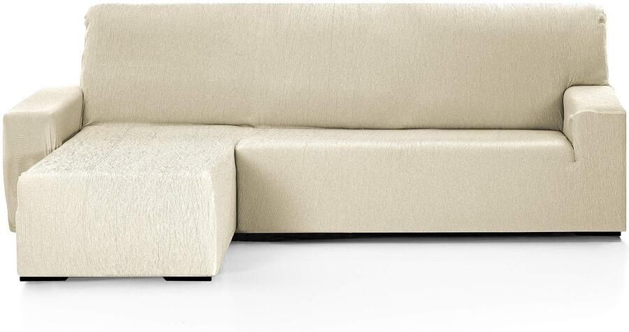 Martina Home EMILIA Elastische hoes voor loungestoel Korte linkerarm (vooraanzicht) Ivoor