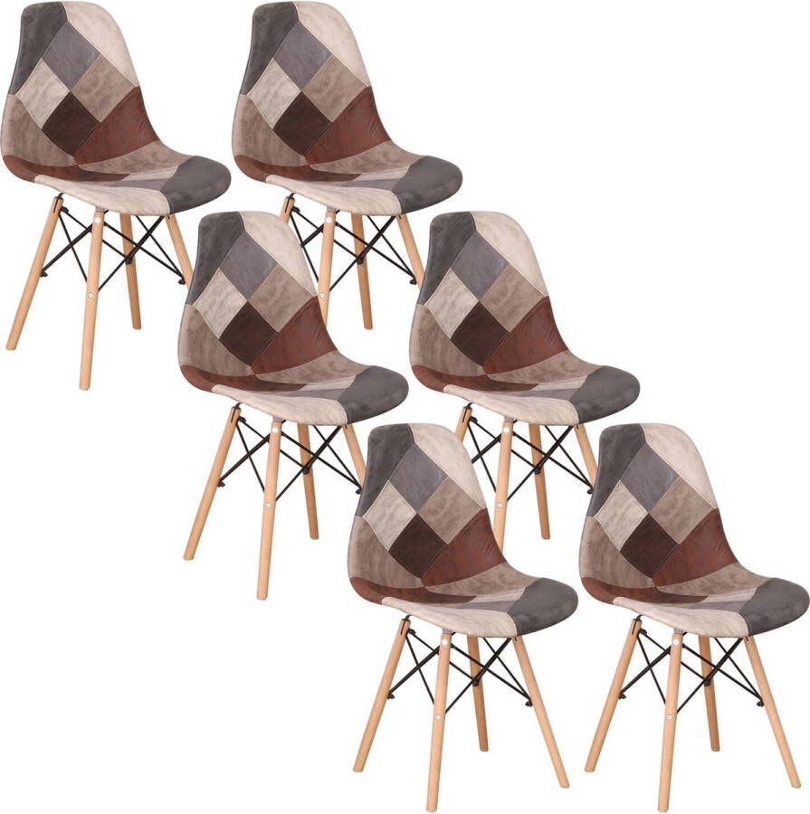 Mason Store ️ Beautiful Life ️ Eetkamerstoelen set van 6 Eetkamer Stoelen Geblokt Bruin