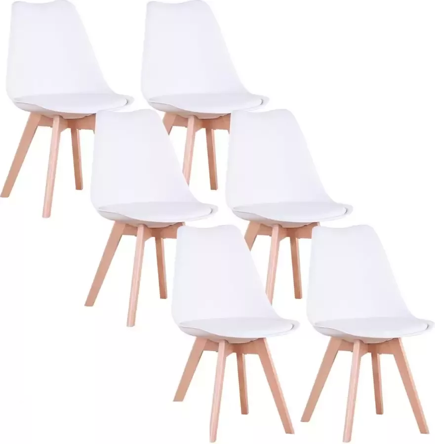Mason Store ️ Beautiful Life ️ Eetkamerstoelen set van 6 Eetkamer Stoelen Wit Leer