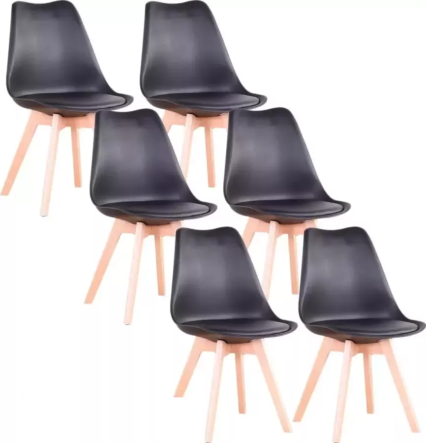 Mason Store ️ Beautiful Life ️ Eetkamerstoelen set van 6 Eetkamer Stoelen Zwart Leer