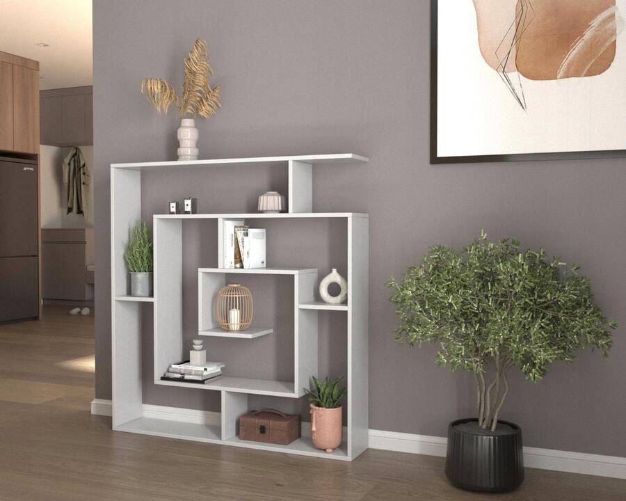 Matkam Boekenkast LEON wit opbergkast voor boeken foto's en bloemen