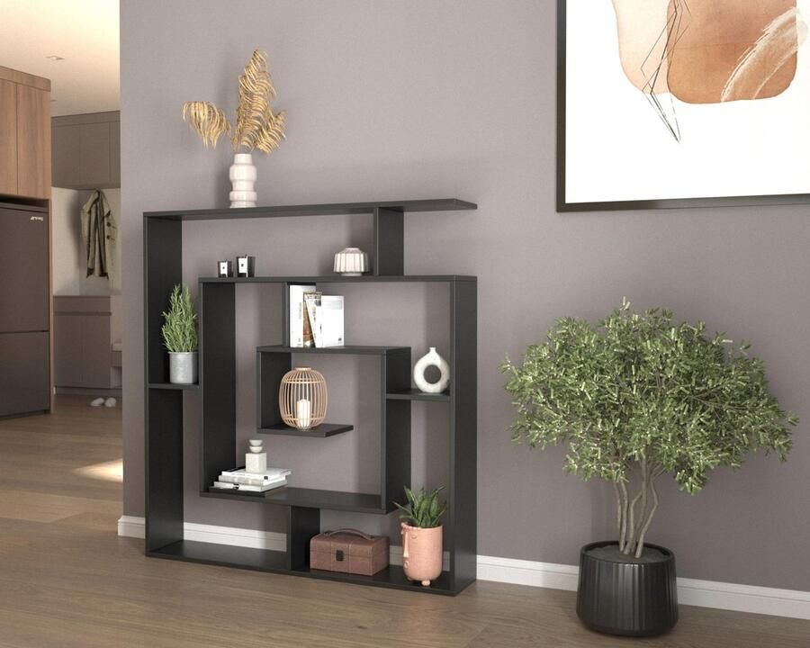 Matkam Boekenkast LEON zwart opbergkast voor boeken foto's en planten