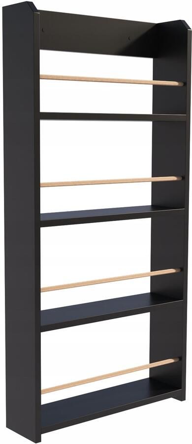 Matkam FRANCO zwarte open staande boekenkast plank speelgoed boeken bloemen