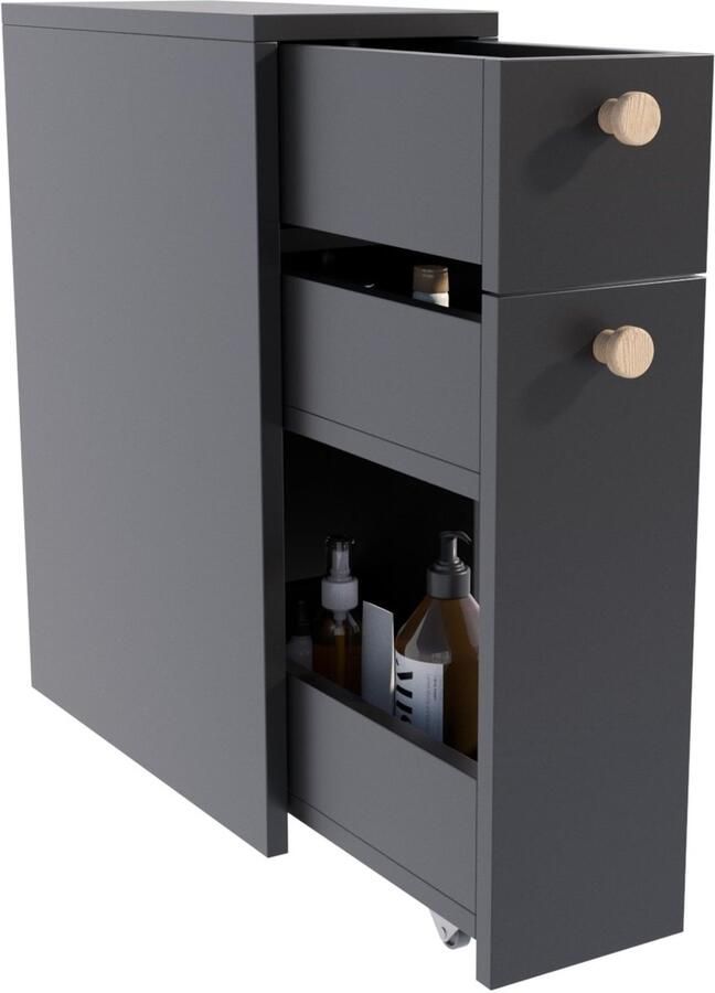 Matkam Keuken badkamer kast FRODO zwart staand smal inbouw 61 8x21x45cm