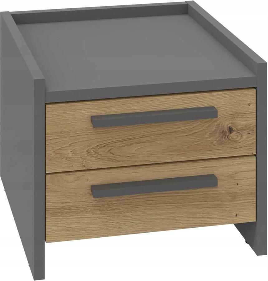 Matkam Nachtkastje ALTIVO 2SN eiken artisan-antraciet 2 laden laag nachtkastje