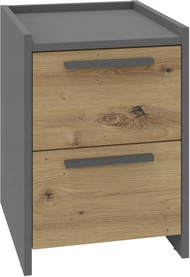 Matkam Nachtkastje ALTIVO 2SW eiken artisan-antraciet 2 hoge lades