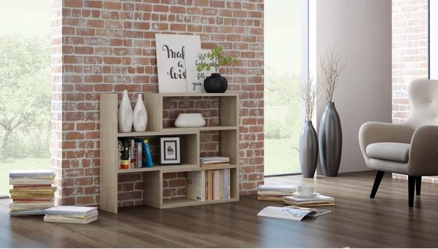 Matkam Opbergkast IREK sonoma uitschuifbaar open met planken