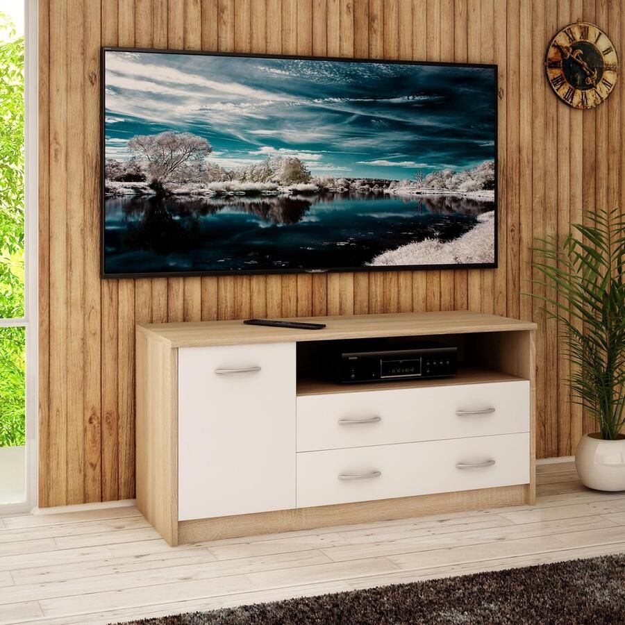 Matkam TV-meubel 1D2S Wit-Sonoma kast rek