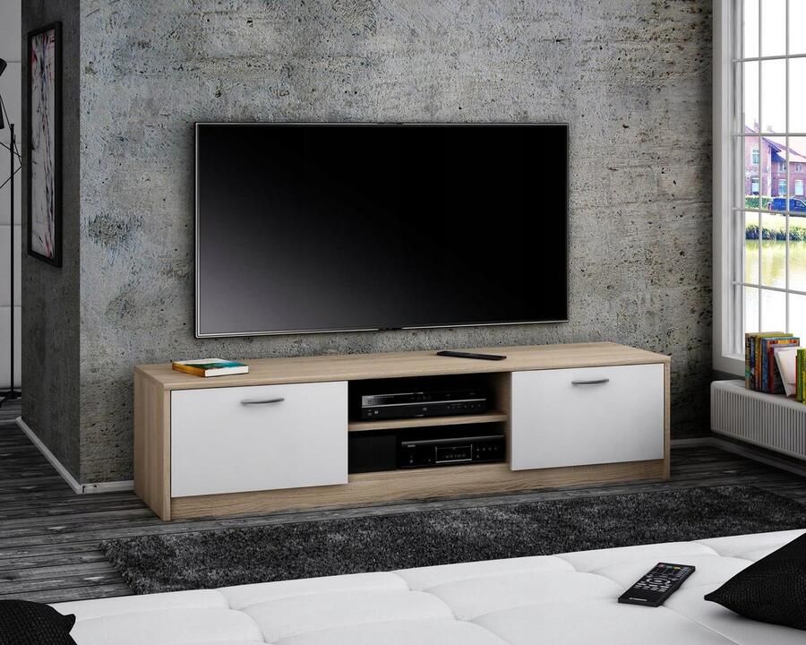 Matkam TV-meubel 2DC 160cm Wit-Sonoma kast