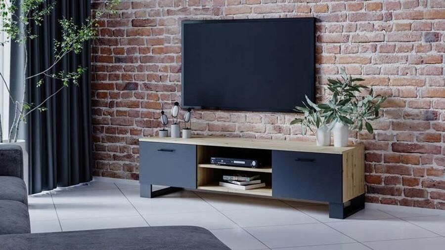 Matkam TV-meubel KLARA 120cm artisan-zwart loft PER