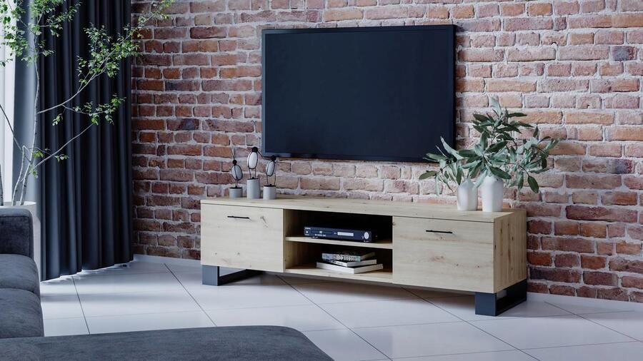 Matkam TV-meubel KLARA 120cm eiken artisan loft rustiek kast rek PER