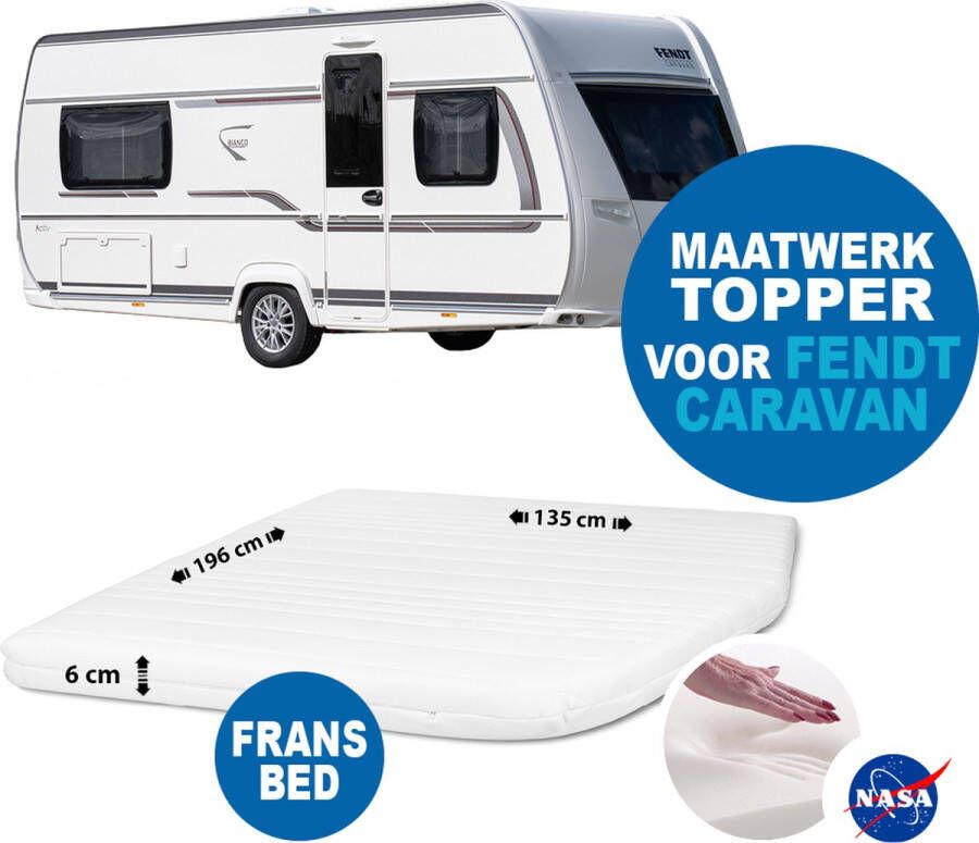 Matrasopmaatbestellen Topdekmatras Topper Nasa Traagschuim Fransbed MAATWERK Fendt caravan dikte 6 cm