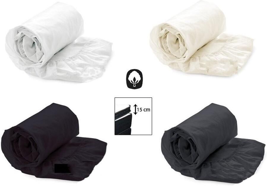 MatrasDirect Hoeslaken Percal Katoen Topdekmatras Ecru 80x200