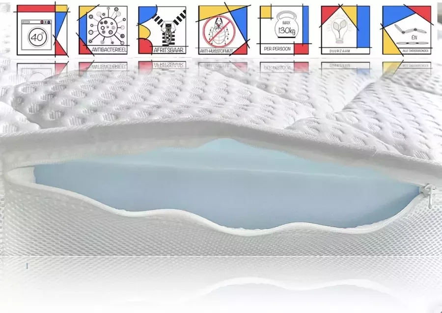 Matrassale Matras Topper 160x200 Topper Hybride-foam Koudschuim- Topdekmatras Topmatras Matrastopper Drukverlagend Ondersteunend Afneembaar hoes Tencel Wit