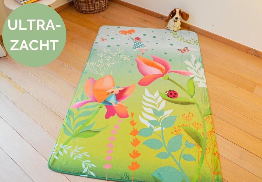 Kindertapijten.be Kindertapijt Met Fee 110x170cm Ultrazacht Anti-slip Wasbaar Tapijt Kinderkamer Tapijt Kinderen Mat Kinderkamer Kindermat Vloerkleed Kinderkamer Speelmat Speeltapijt Speelkleed