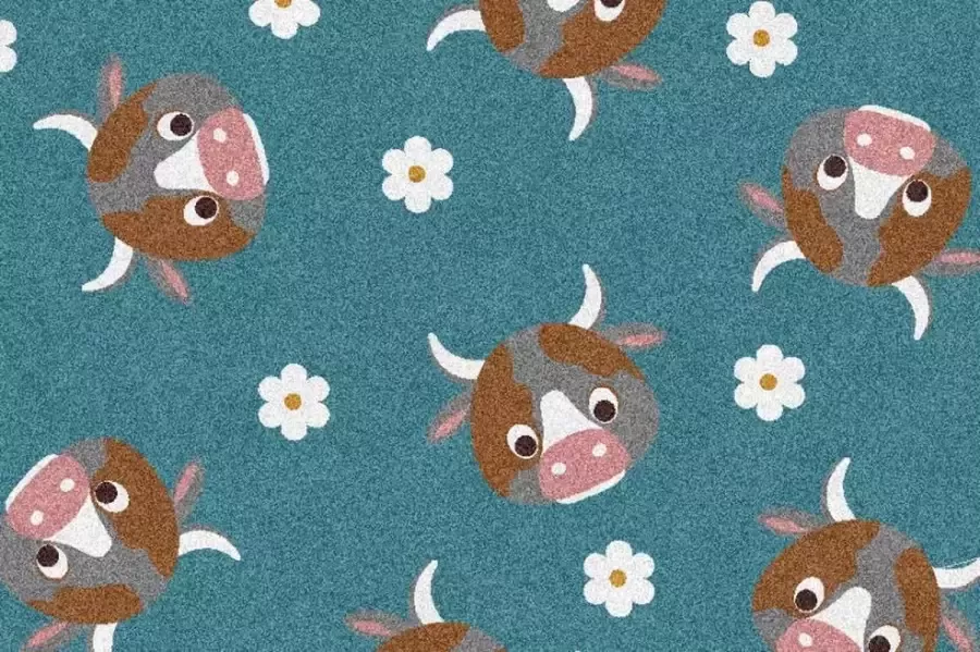 MatStyles Kinder Vloerkleed Tapijt Mat kinderkamer Koe Wasbaar Antislip 75 x 50 cm
