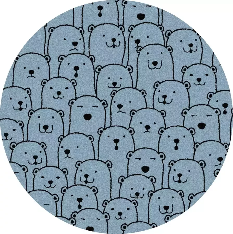 MatStyles Mat Vloermat Vloerkleed Tapijt Kind Kinderkamer Beer Rond Wasbaar Antislip 150 x 150 cm