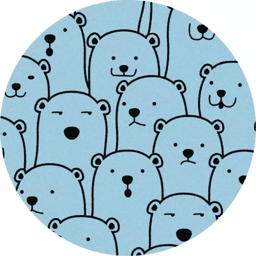 MatStyles Mat Vloermat Vloerkleed Tapijt Kind Kinderkamer Beer Rond Wasbaar Antislip 75 x 75 cm