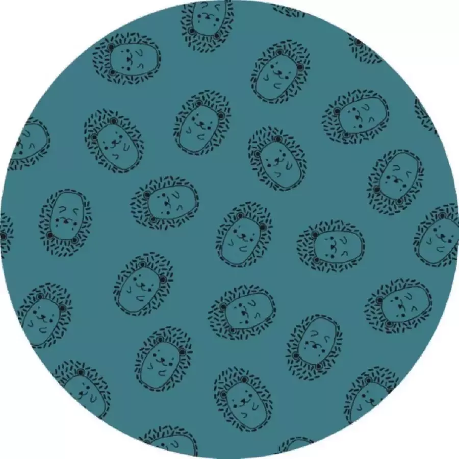 MatStyles Mat Vloermat Vloerkleed Tapijt Kind Kinderkamer Egel Groen -Rond Wasbaar Antislip 150 x 150 cm