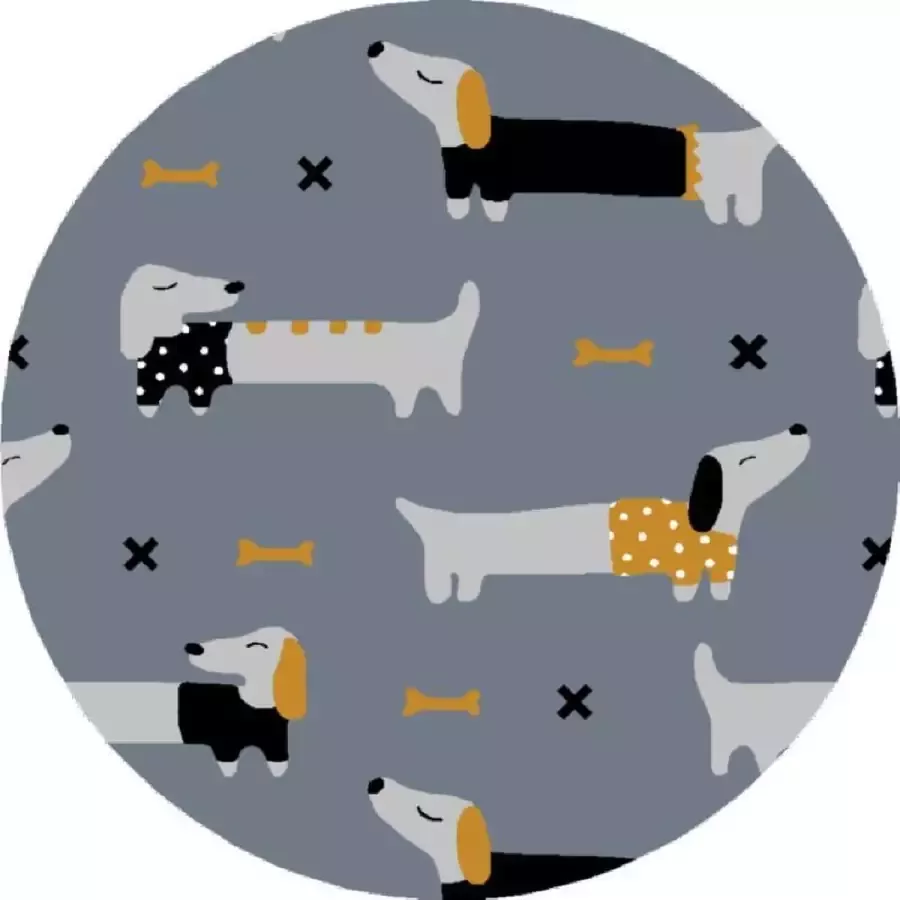 MatStyles Mat Vloermat Vloerkleed Tapijt Kind Kinderkamer Honden Rond Wasbaar Antislip 75 x 75 cm