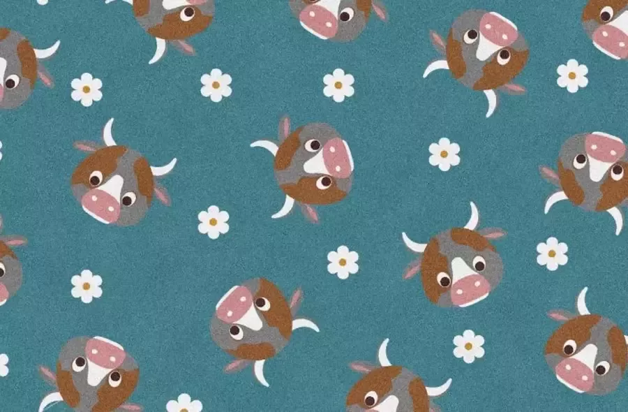 MatStyles Mat Vloermat Vloerkleed Tapijt Kind Kinderkamer Koe Wasbaar Antislip -175 x 115 cm