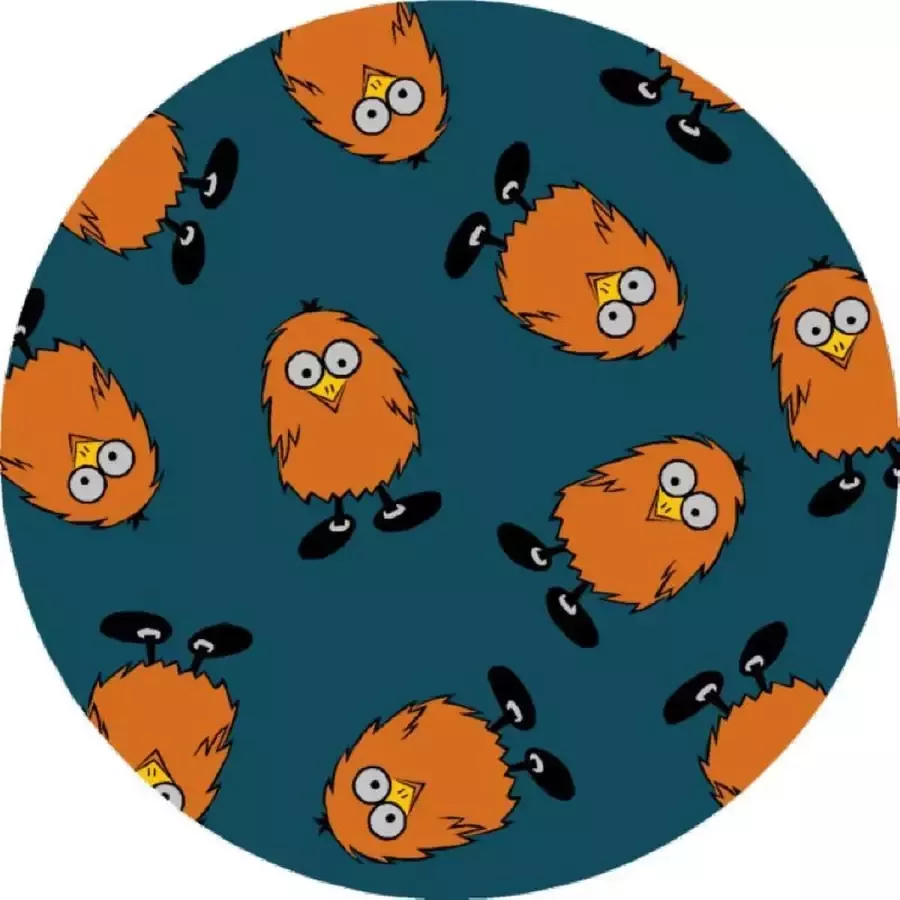MatStyles Rond Kinder Vloerkleed Tapijt kinderkamer Kuiken Wasbaar Antislip 115 x 115 cm