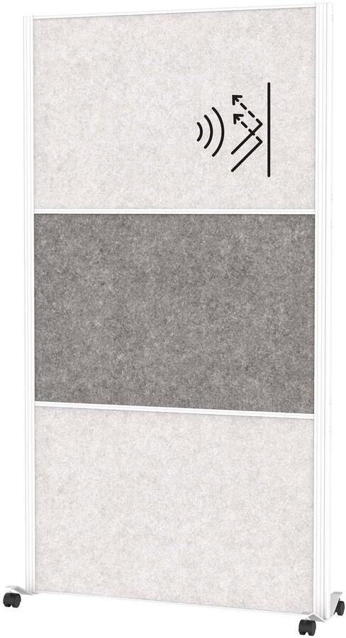 MAUL connecto scheidingswand 100 x 182 cm akoestisch met wielen wit 1 stuk