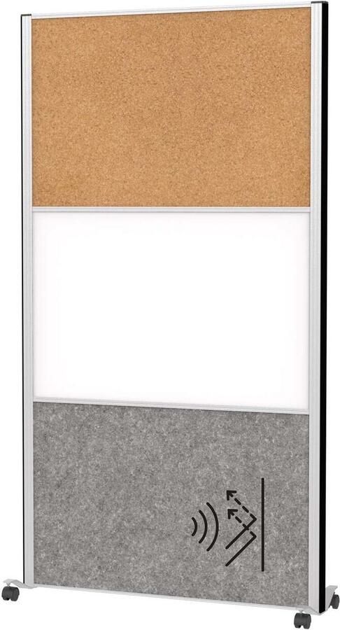MAUL connecto scheidingswand 100 x 182 cm akoestisch met wielen zilver 1 stuk