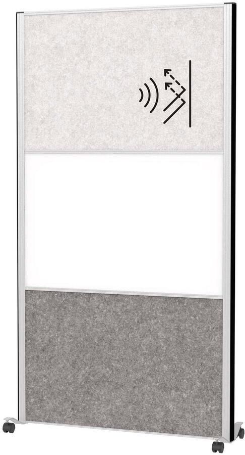 MAUL connecto scheidingswand 100 x 182 cm akoestisch met wielen zilver 1 stuk
