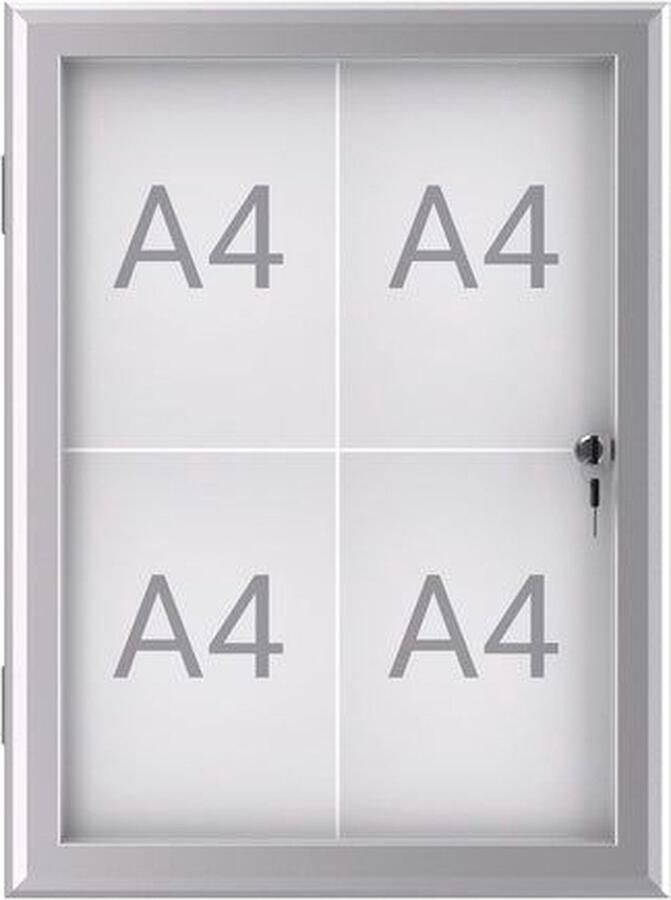 MAUL excite Vitrine zilver 4 x A4 1 stuk 69.6 x 52.2 x 2.8 cm