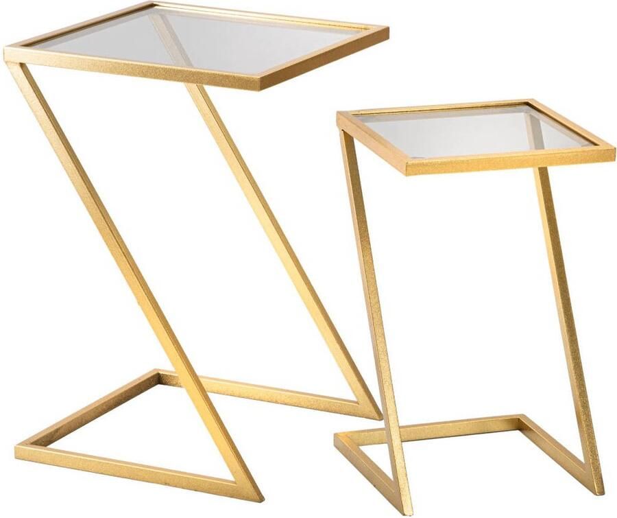 Mauro Ferretti Set van bijzettafels met gerookt glazen blad