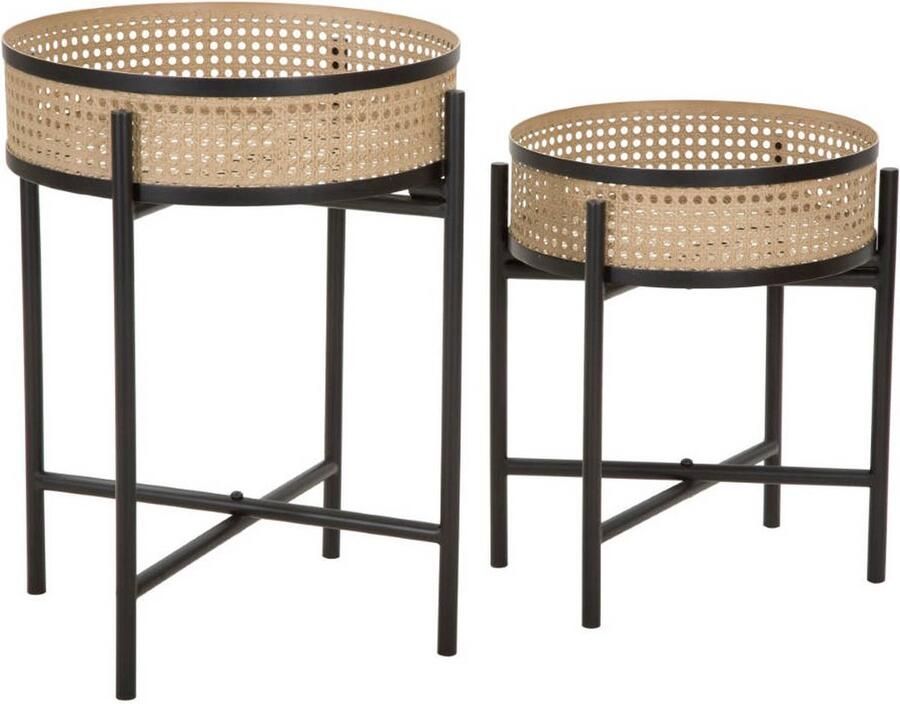 Mauro Ferretti Set van metalen salontafels FUJI met Weense vlechtpatroon