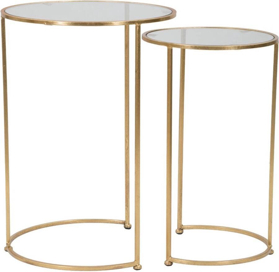 Mauro Ferretti Set van ronde salontafels met transparant blad