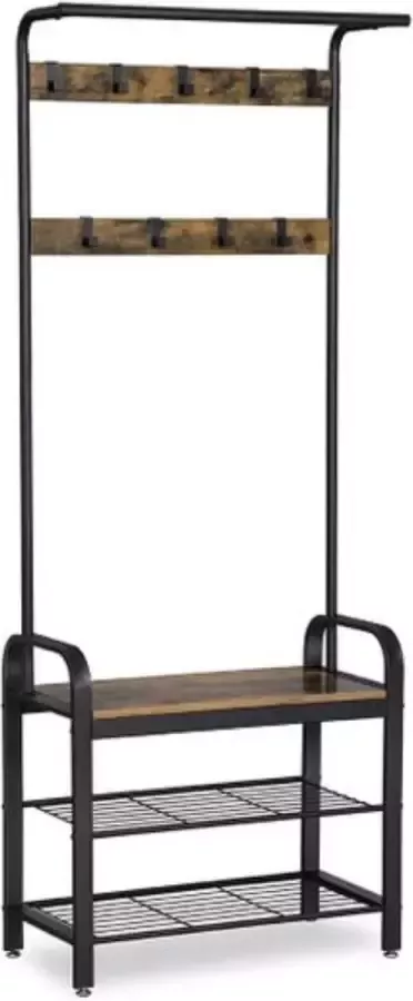 'merkloos'' Maxenza Home Industriële Wandkapstok Met Schoenenrek & Zitbank Voor een Opgeruimde Hal